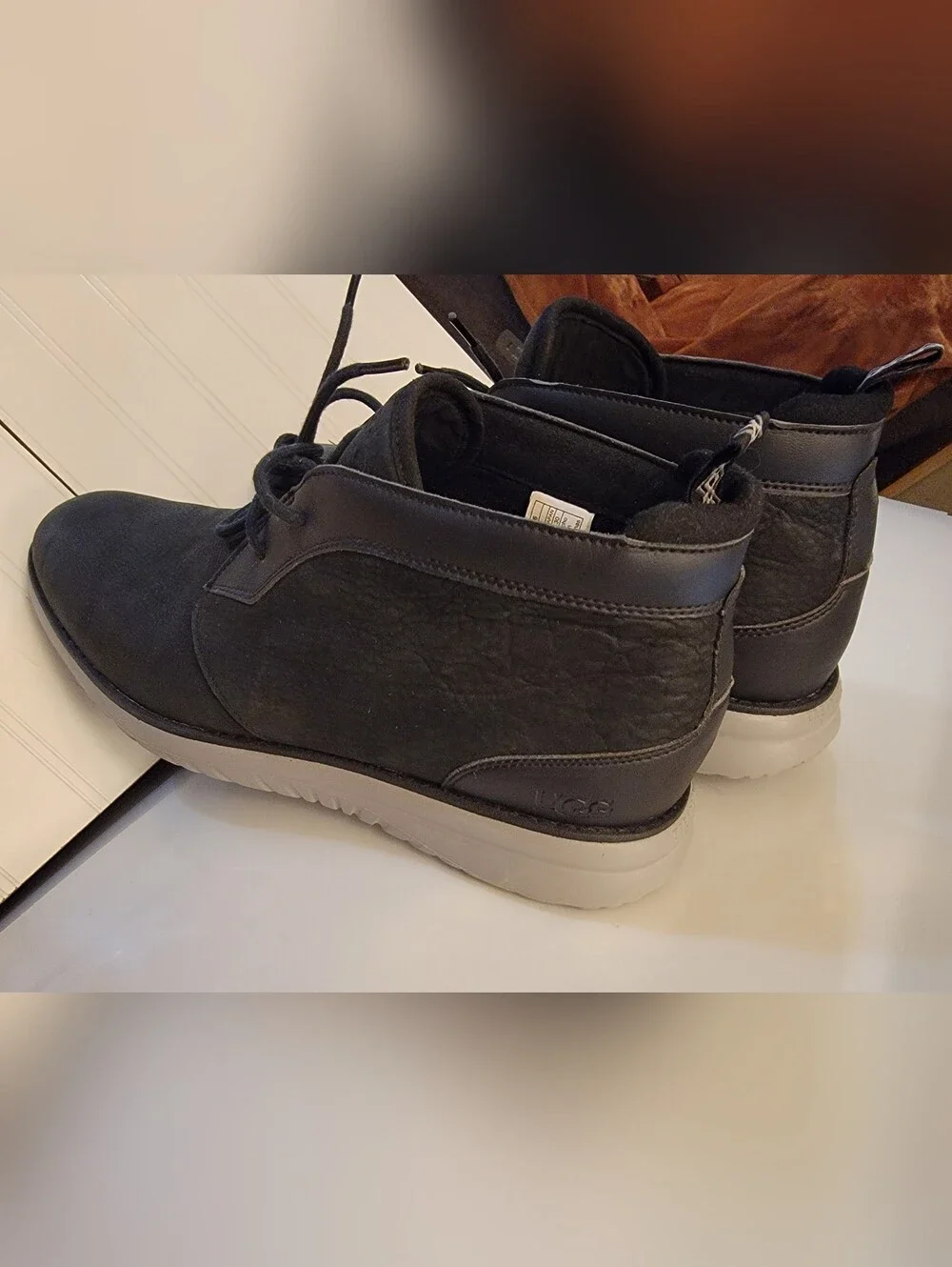 UGG Union Chukka Boots Black Waterproof Leather Treadlite 1104976 Size 12 Men's